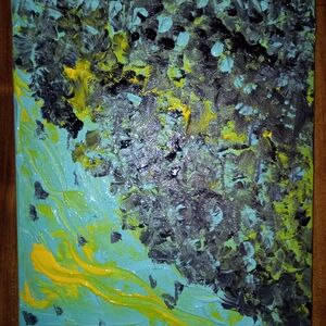 Abstract Blue and Yellow Canvas Art